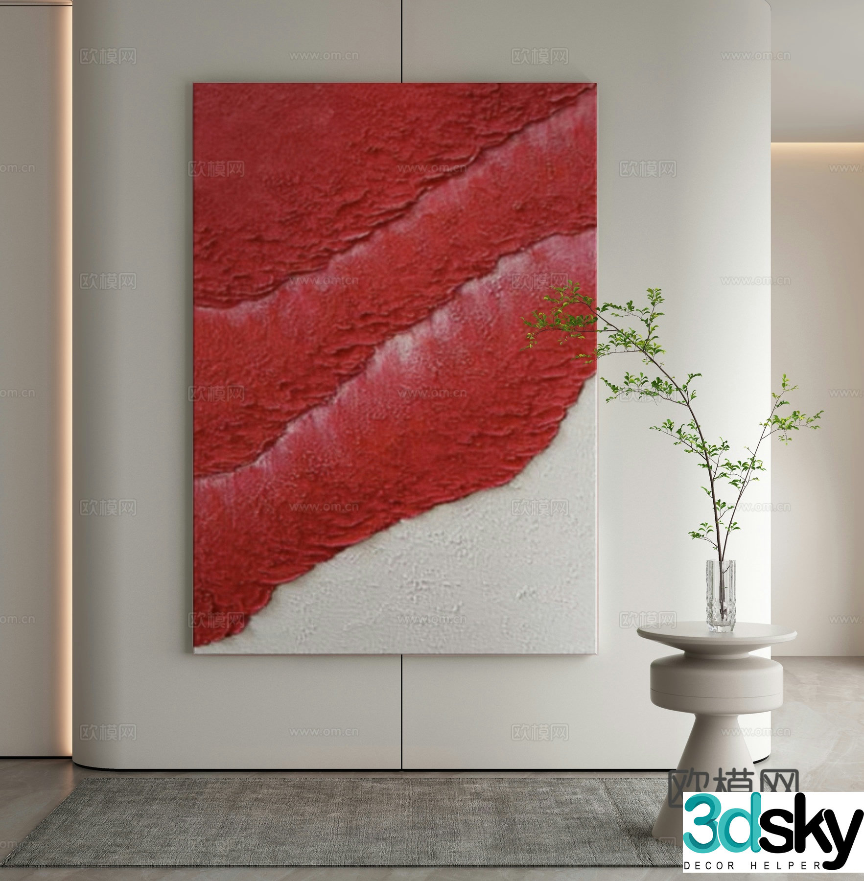 Modern texture painting decorative painting 3d model