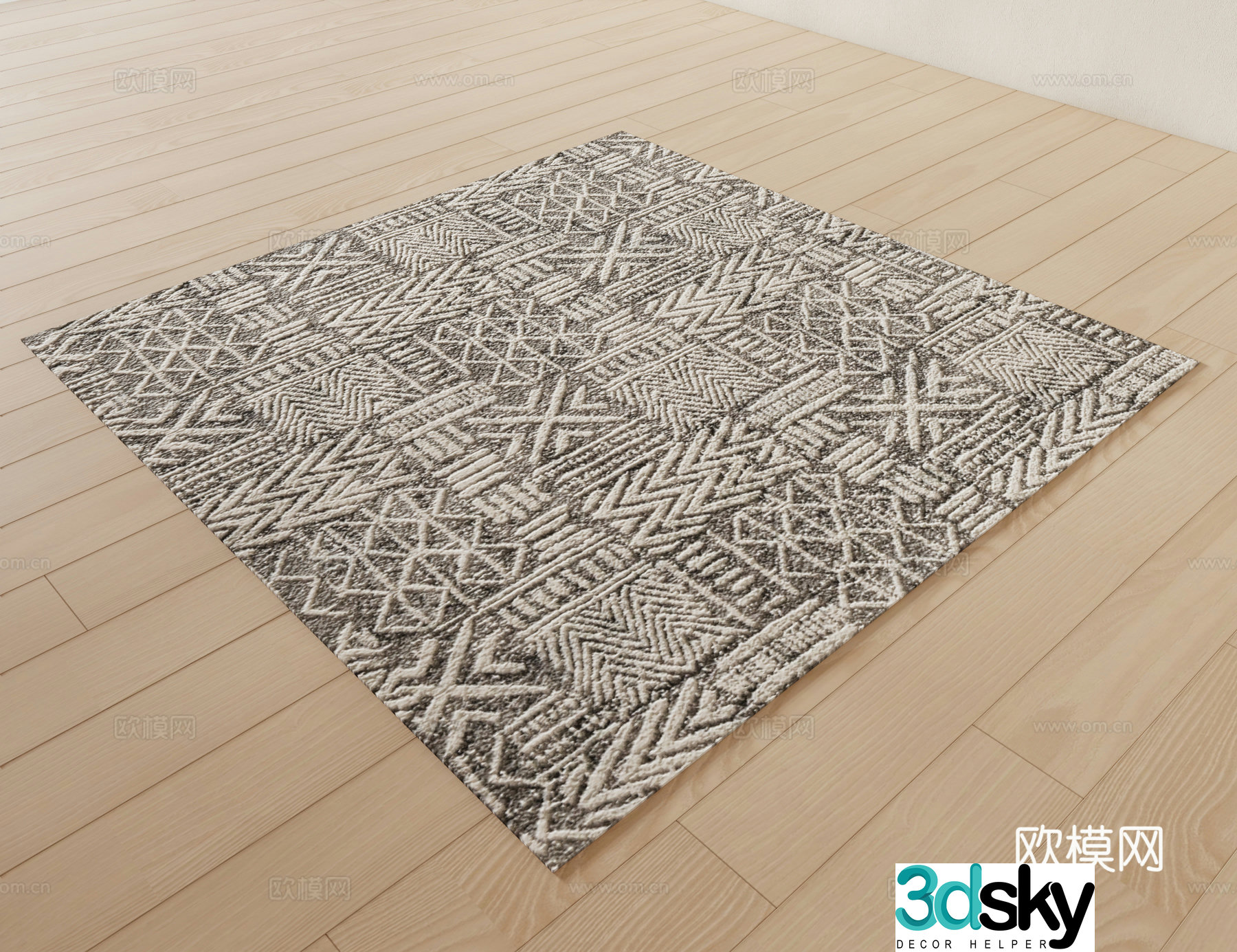 Modern carpet black and white carpet living room carpet 3d model