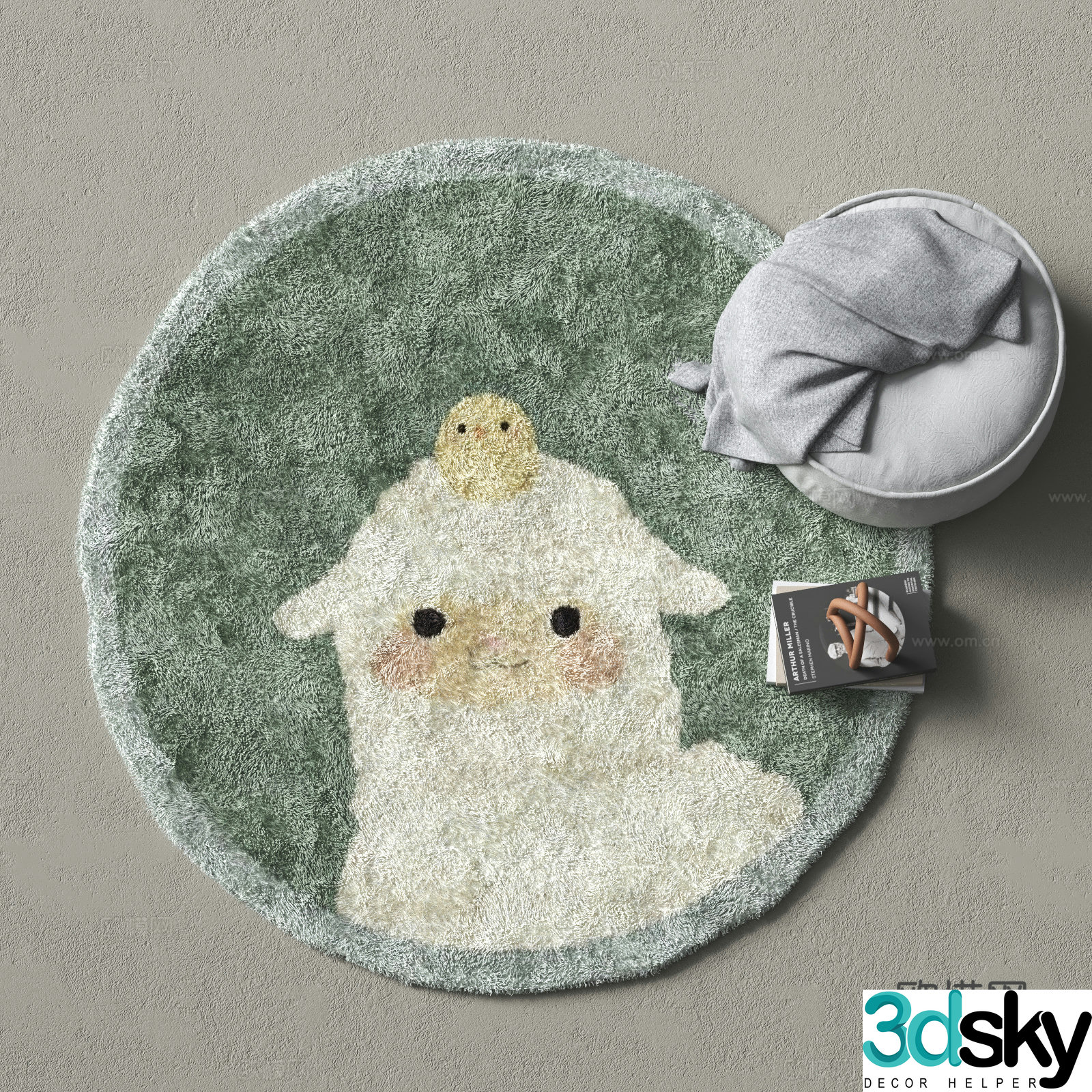 Modern round rug children’s rug 3d model