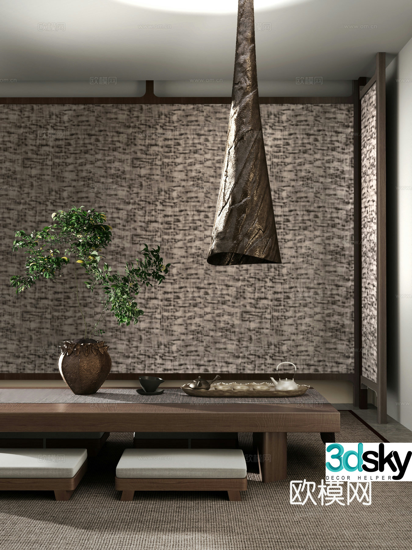 Medieval style tea table tatami tea table 3d model