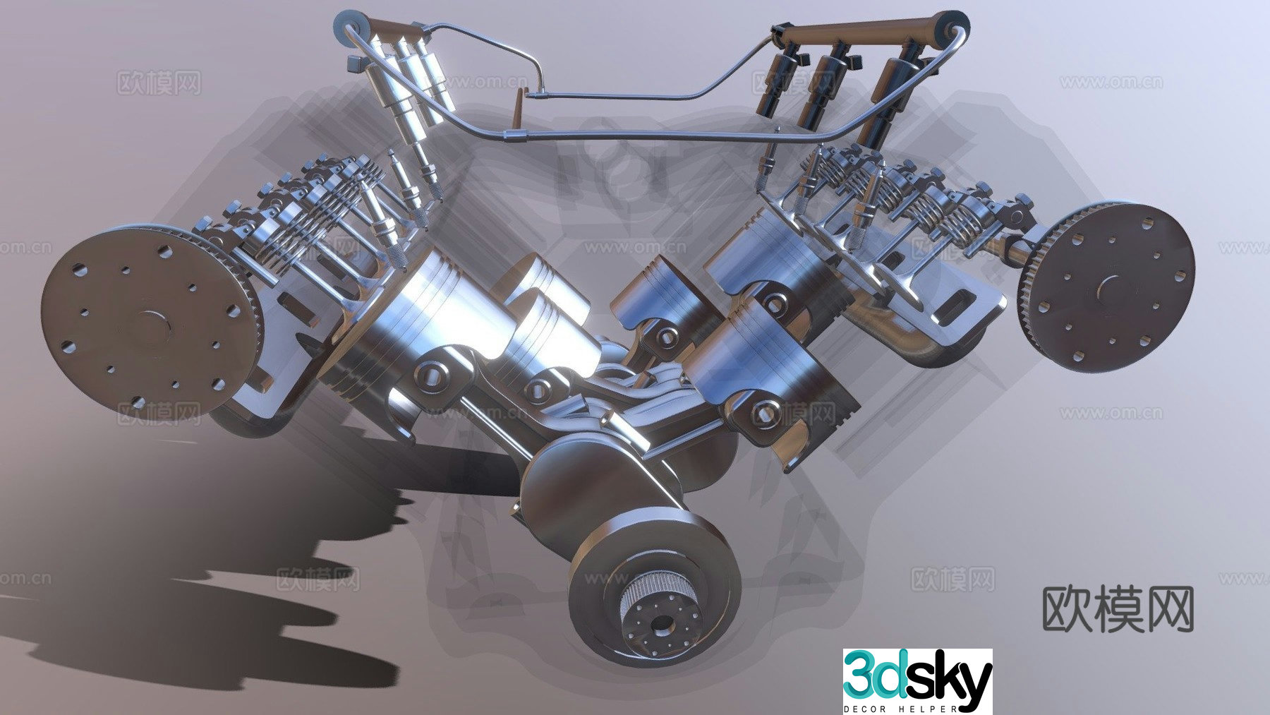 V6 car engine generator 3d model