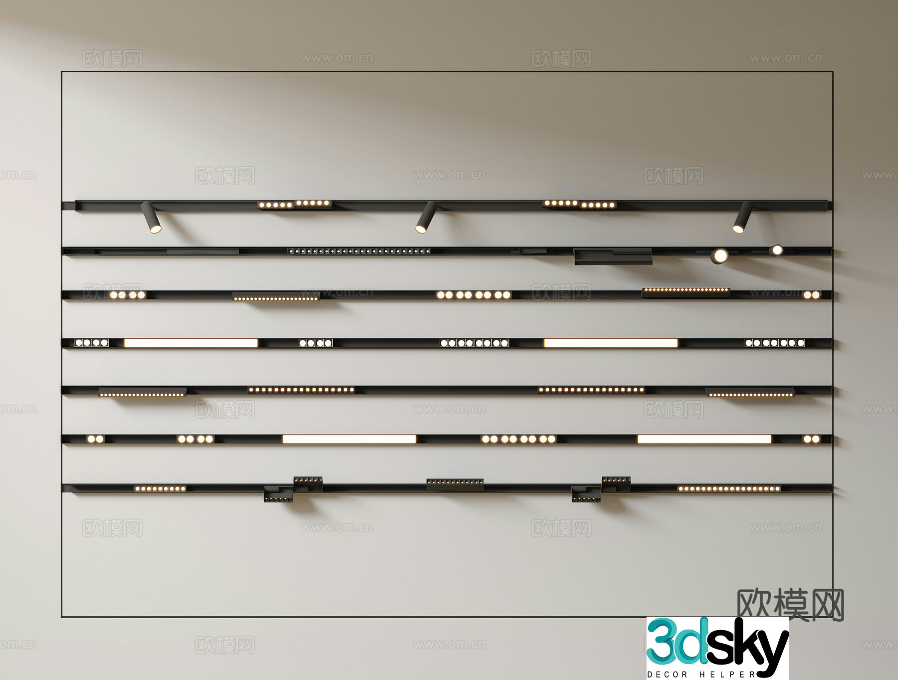 Modern downlight spotlight magnetic track spotlight 3d model