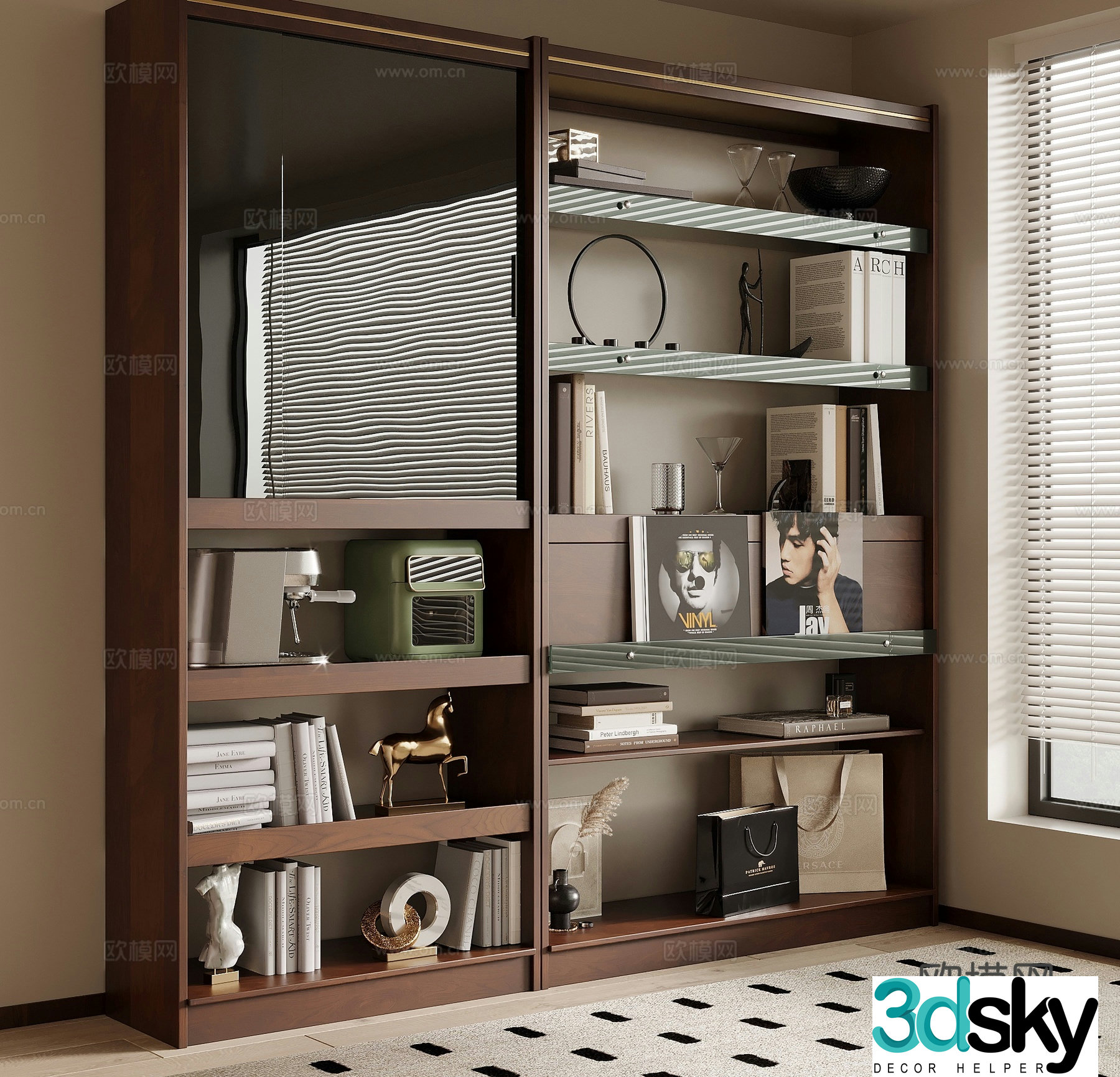 Medieval style bookcase bookshelf 3d model
