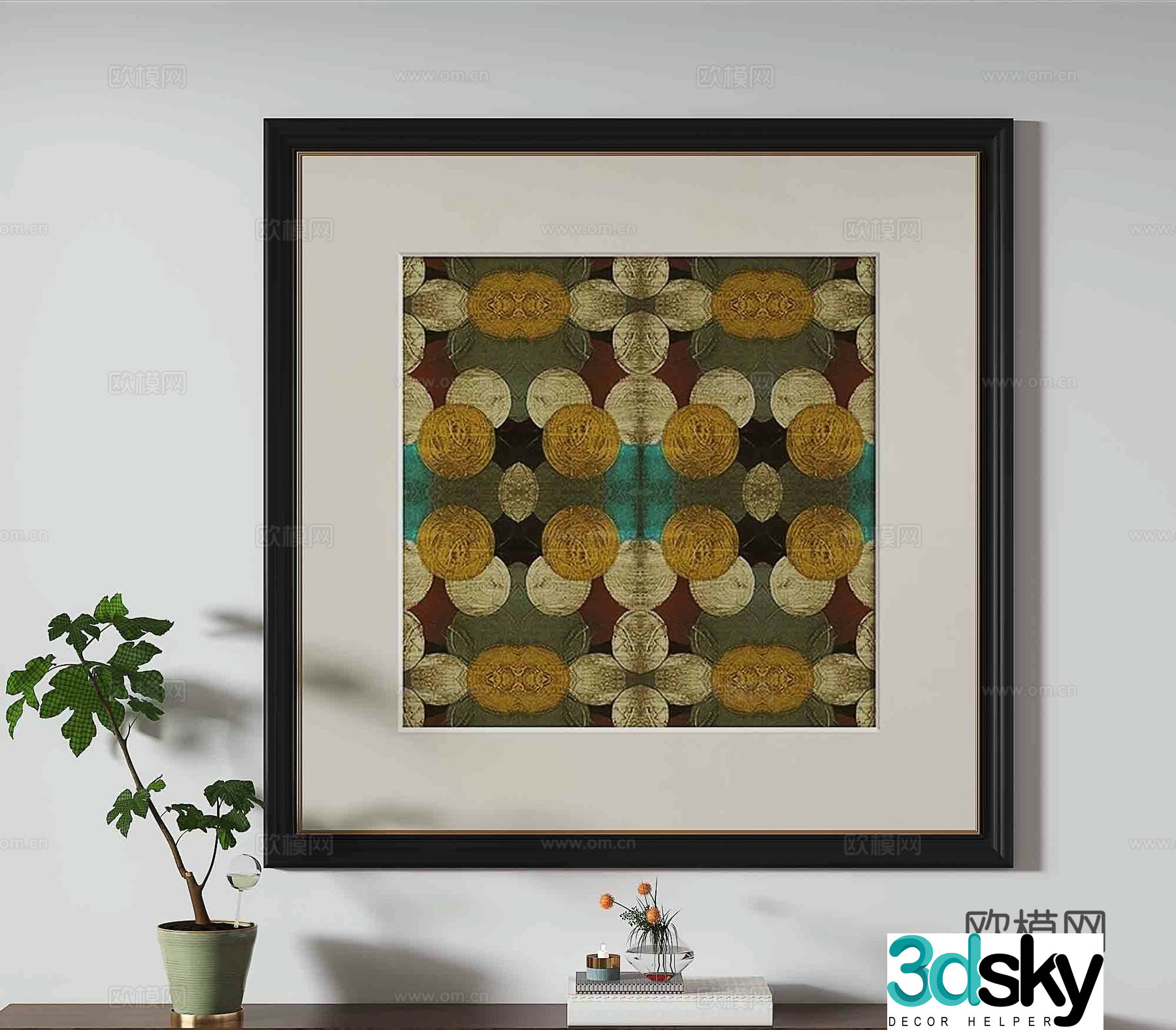Simple European decorative painting retro painting hanging painting 3D model