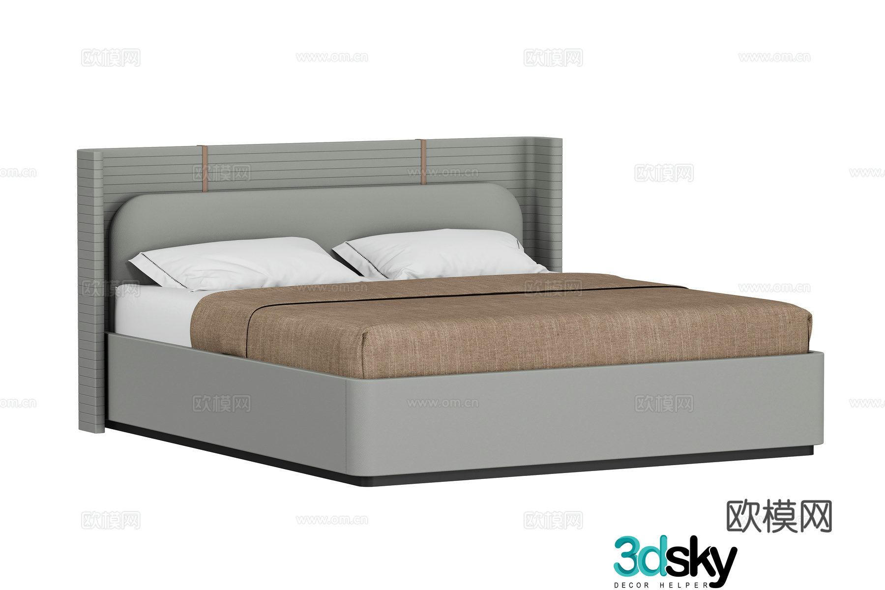 Modern double bed 3d model