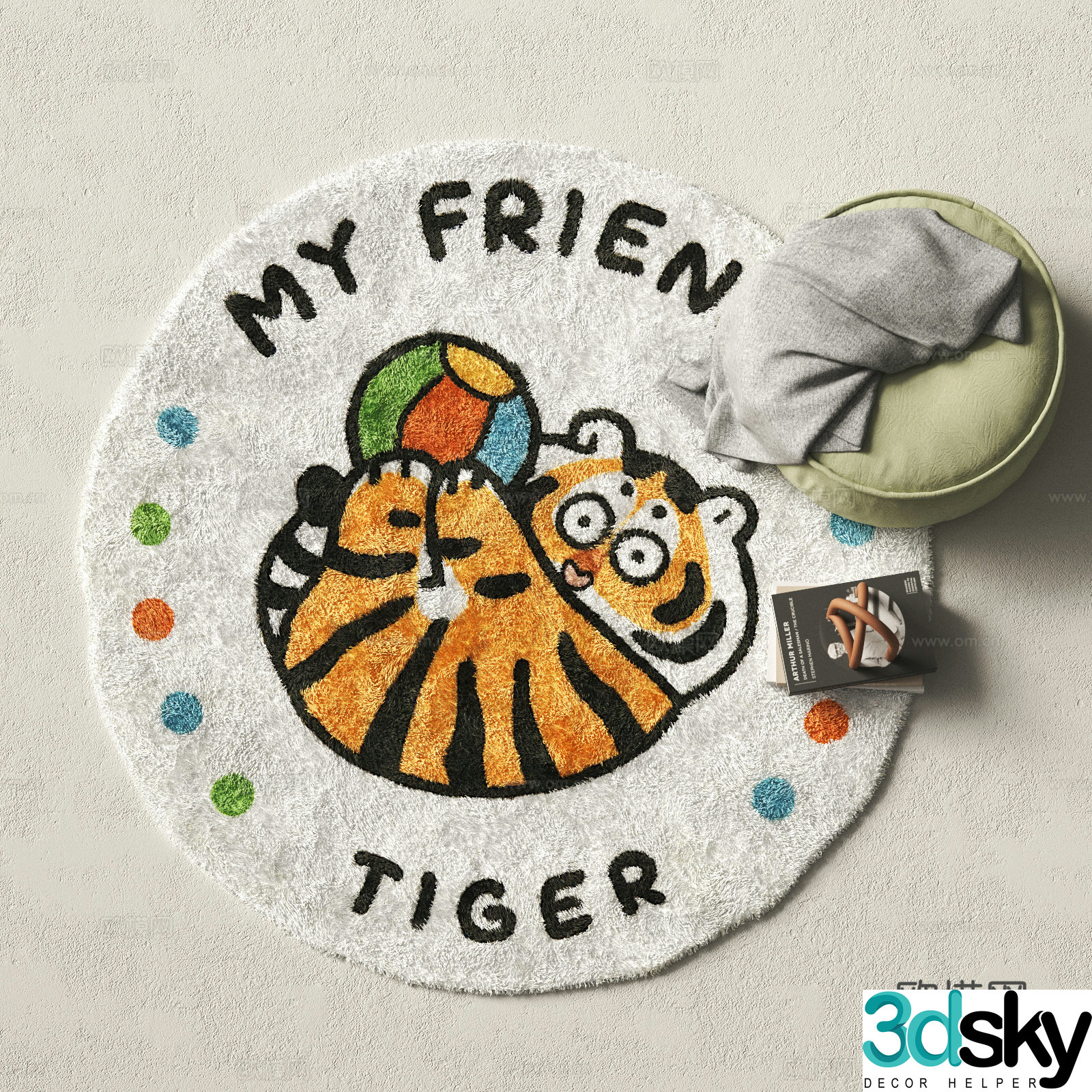 Modern round rug children’s rug 3d model