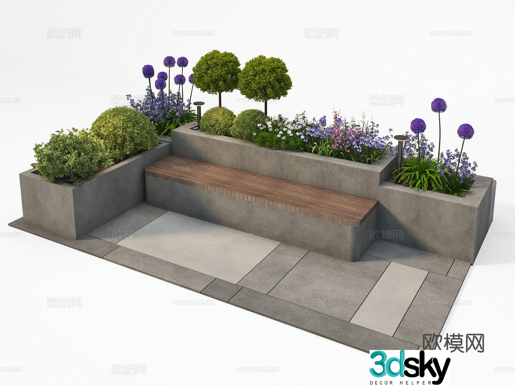 Outdoor chair tree pool chair park chair 3d model