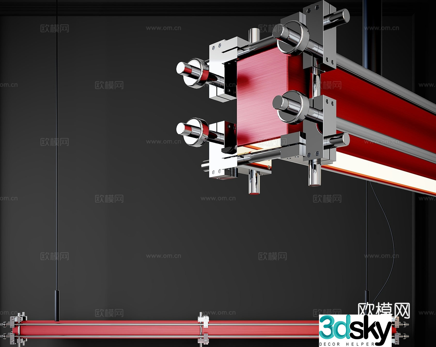 Office chandelier long chandelier 3d model