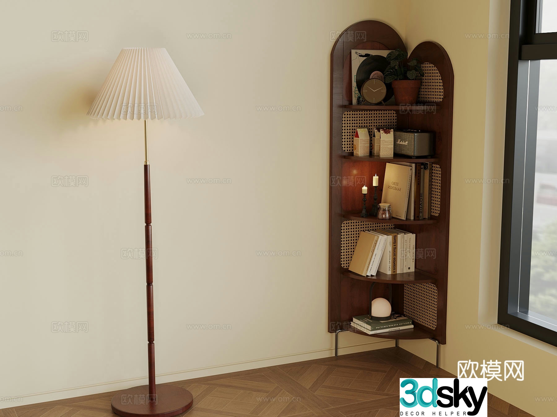 Medieval style bookcase bookshelf 3d model