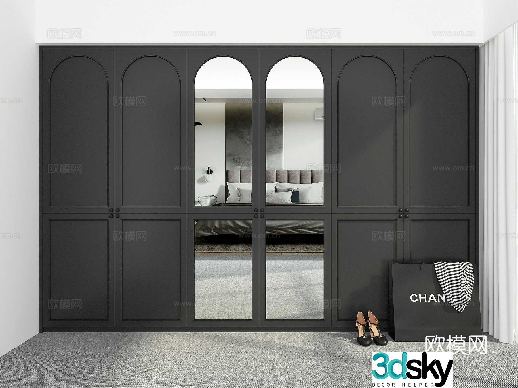 Premium gray wardrobe 3d model