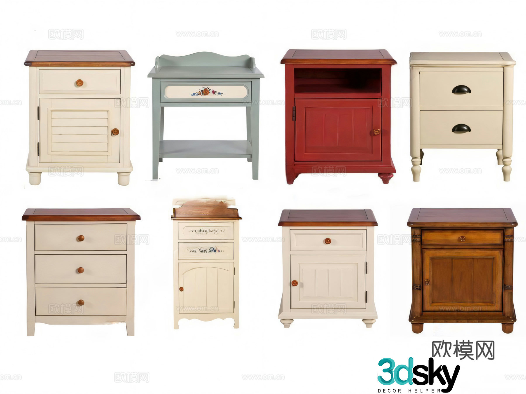 European style bedside table 3d model