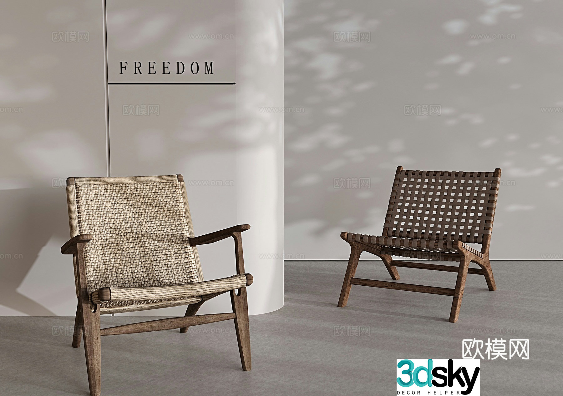 Wabi-sabi chair rattan chair 3d model