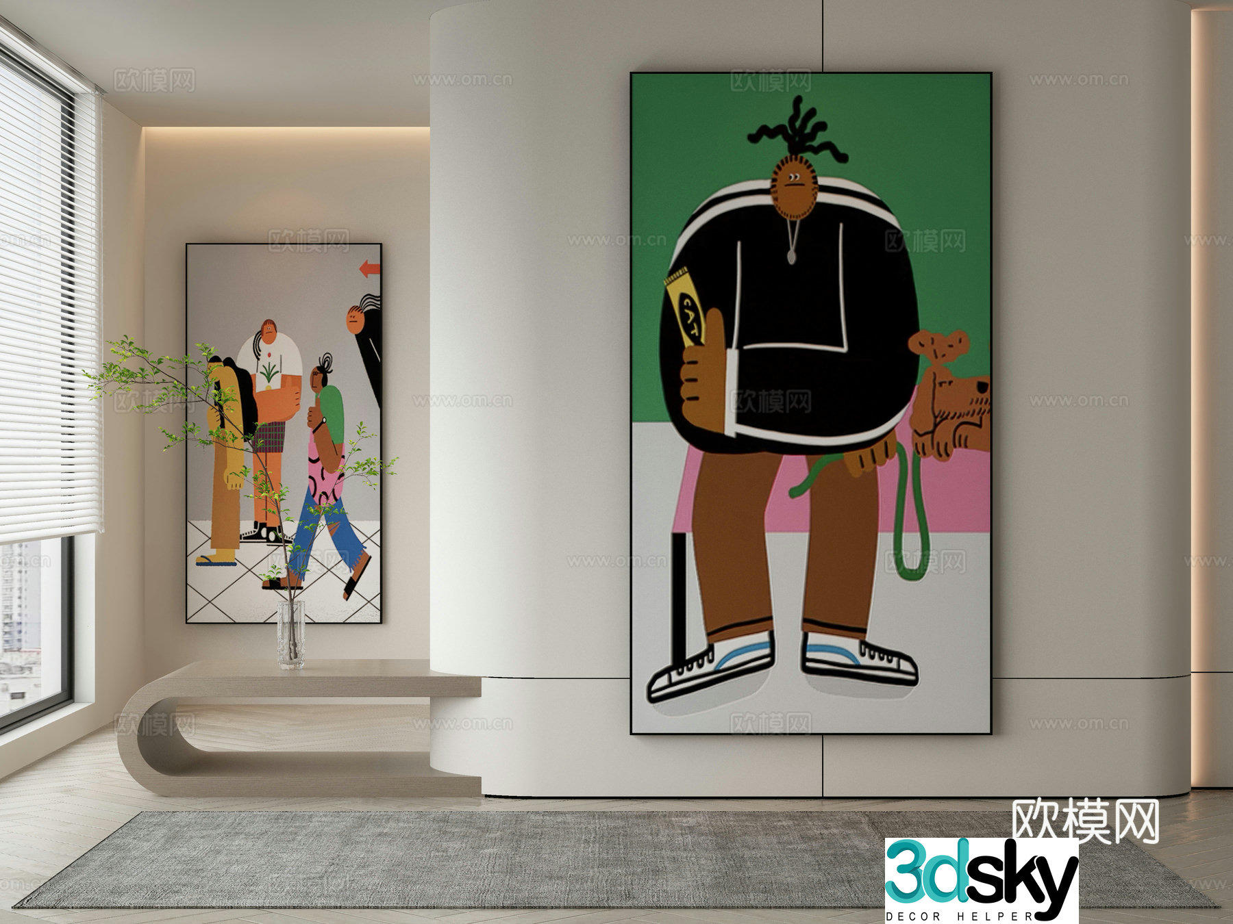 Modern cartoon painting decorative painting 3d model
