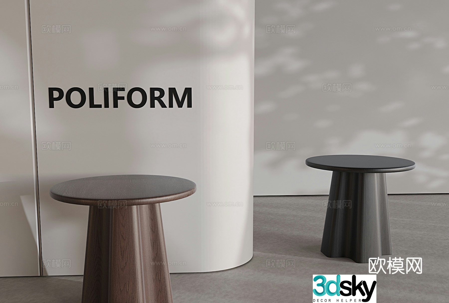 Wabi-sabi side table round table side table 3D model