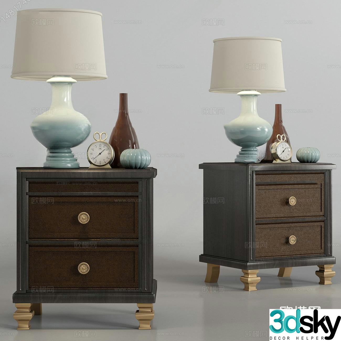 European style bedside table 3d model