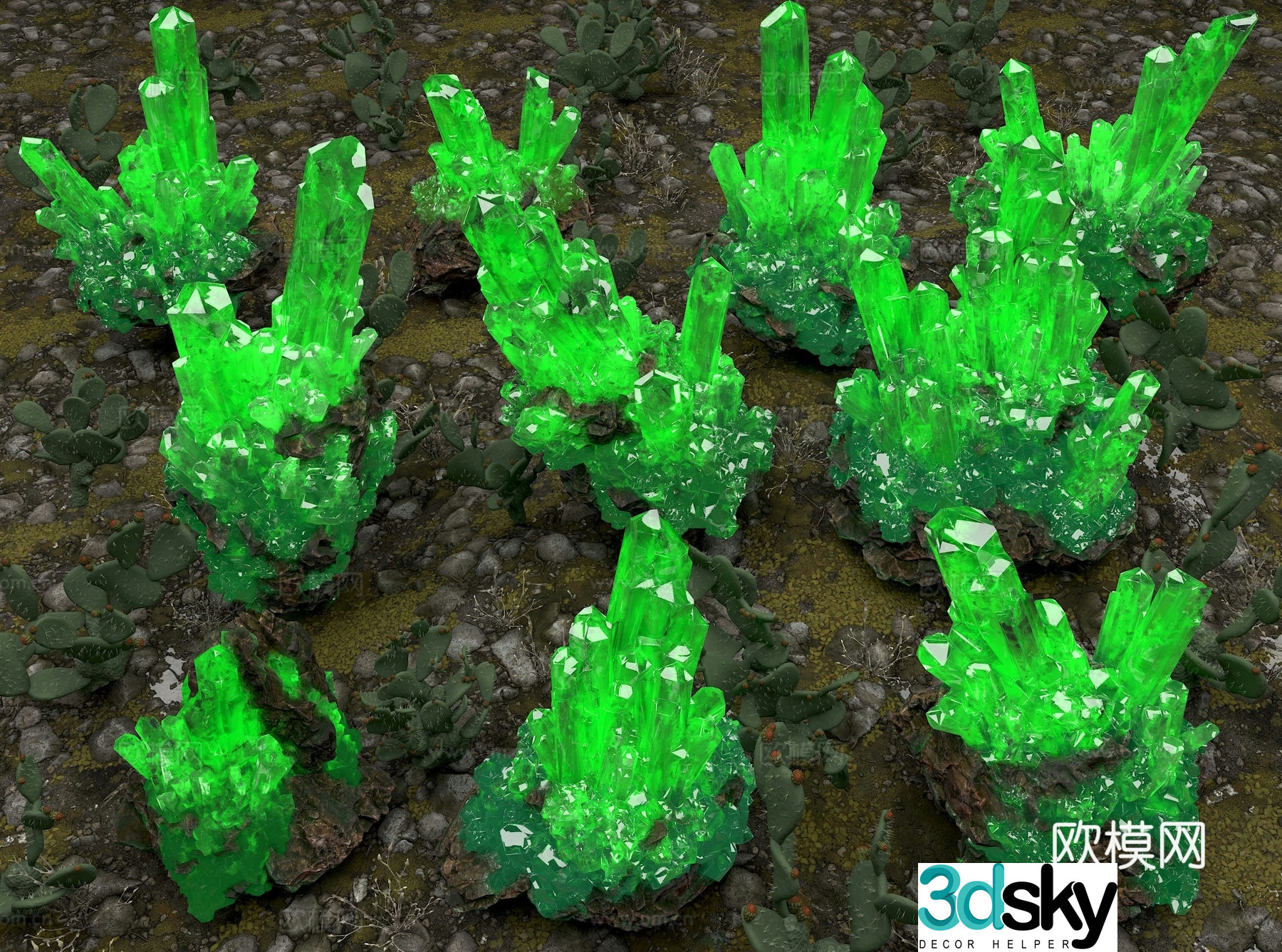 emerald gemstone diamond crystal emerald 3d model