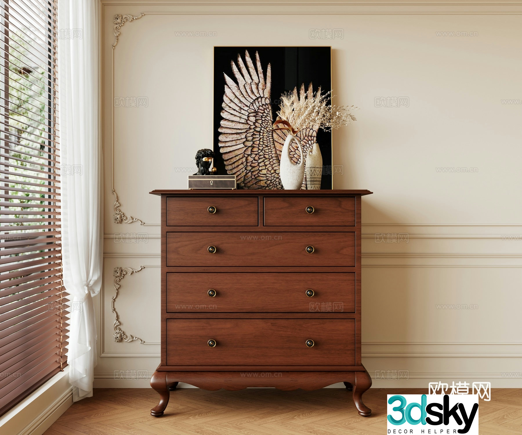 Medieval style chest of drawers 3D model
