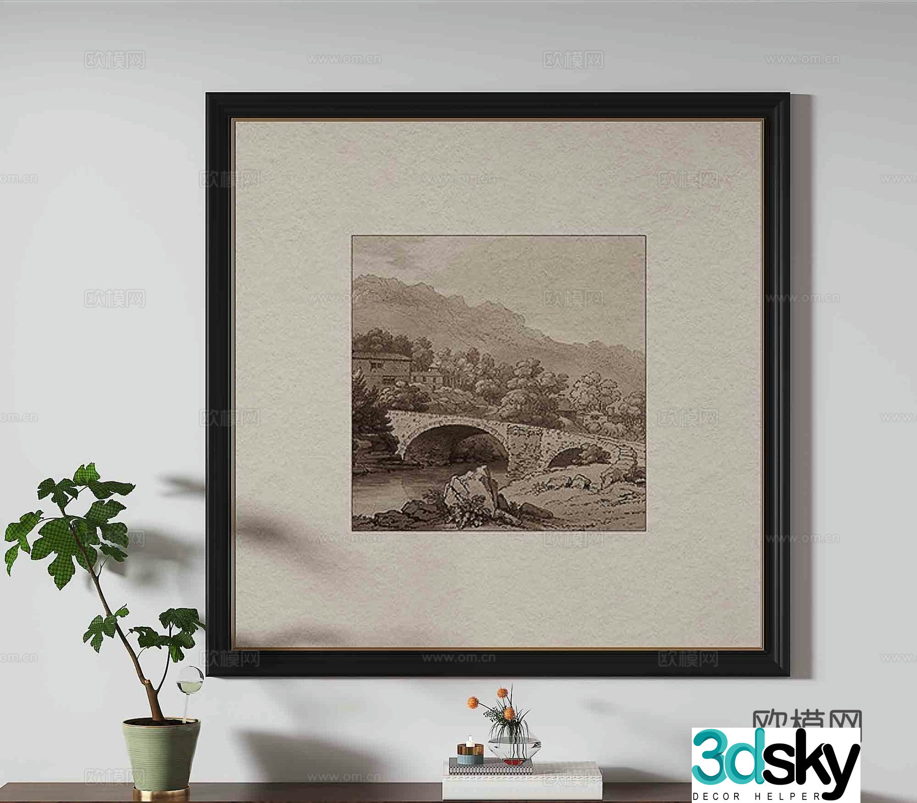Simple European decorative painting architectural painting hanging painting 3D model