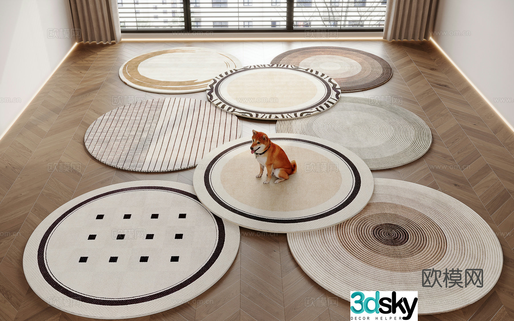 Modern round carpet 3d model
