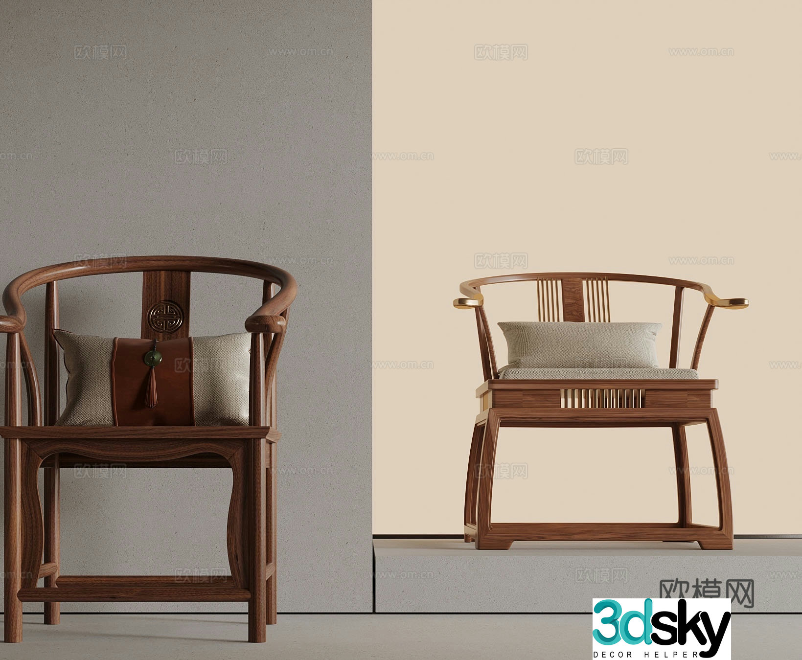 New Chinese style armchair leisure chair 3d model
