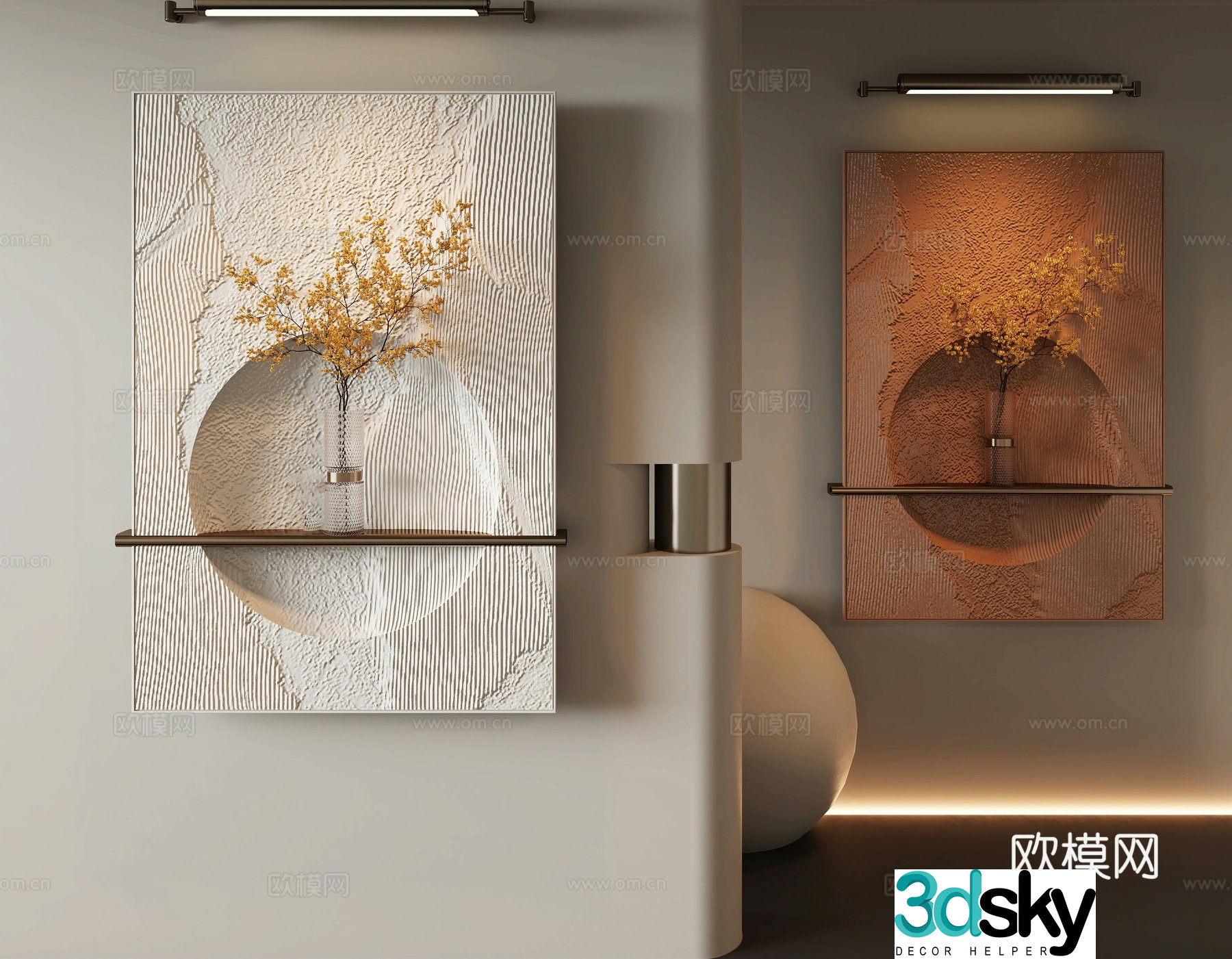 Modern decorative painting physical hanging painting texture painting 3D model
