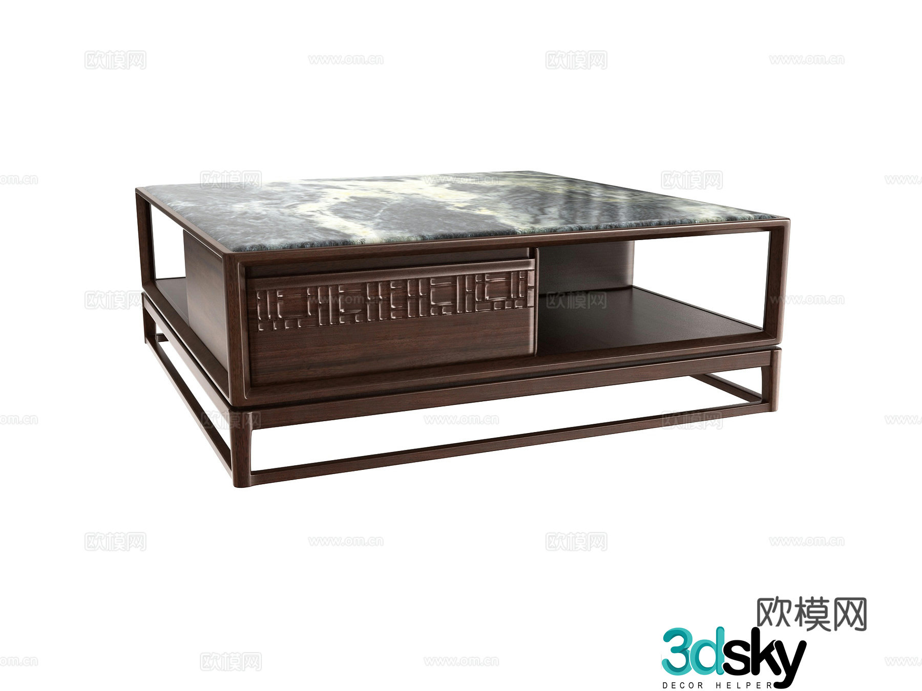 New Chinese style coffee table marble coffee table 3d model