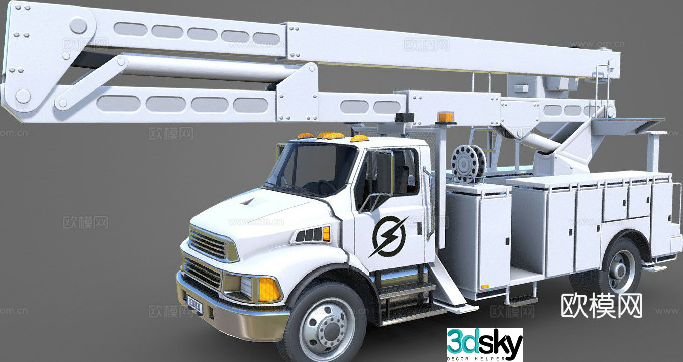 Truck with crane 3d model