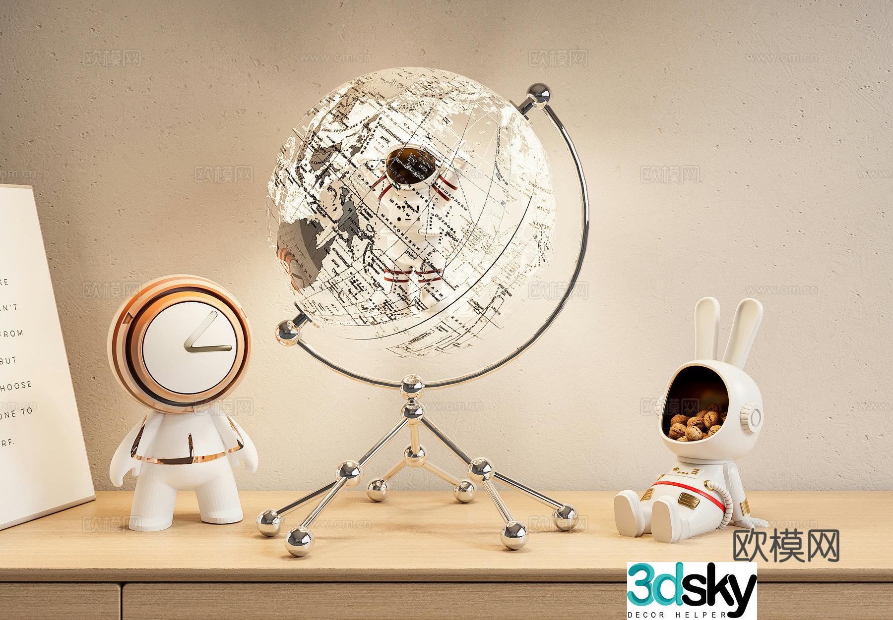 Astronaut Fashion Rabbit Sculpture Cartoon Ornaments 3D Model