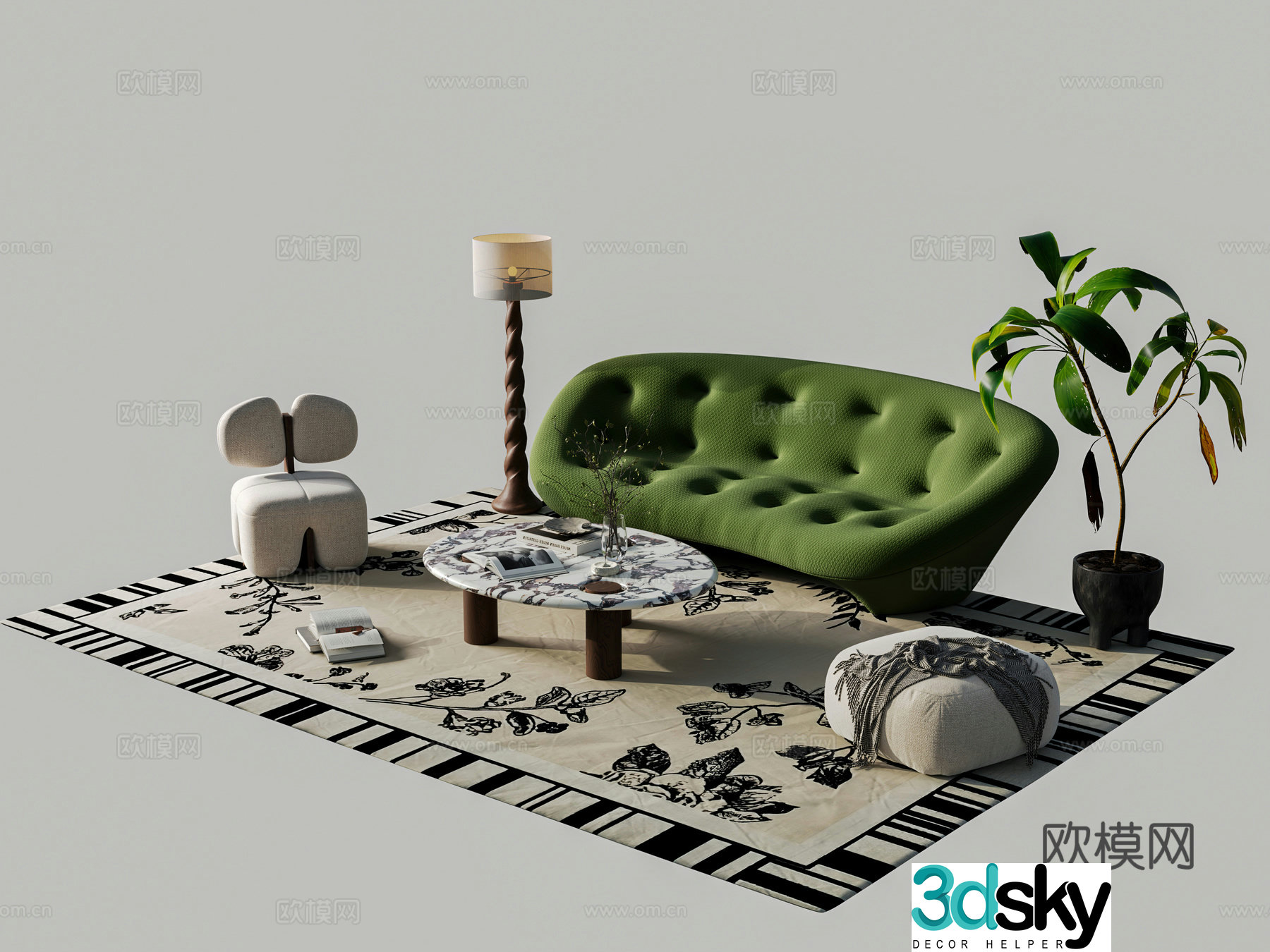 French sectional sofa 3d model