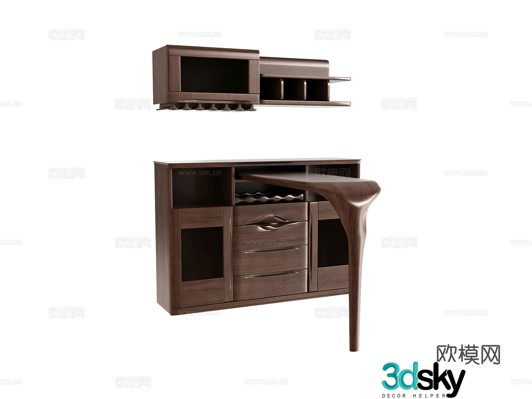 New Chinese style bar water bar 3D model
