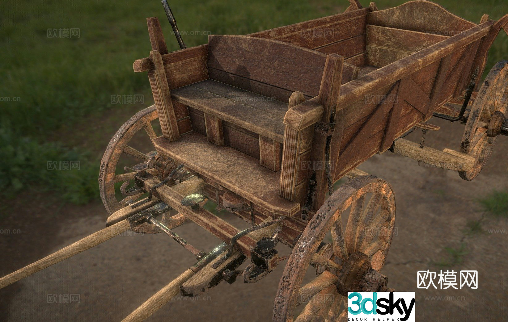 3D model of ancient Chinese carriage carriage