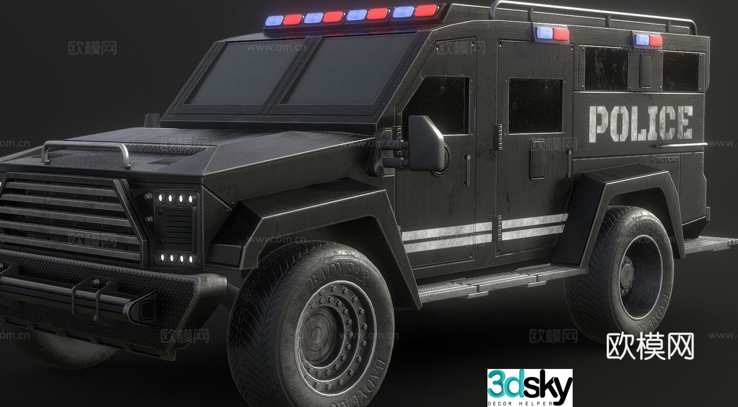 car police car truck 3d model