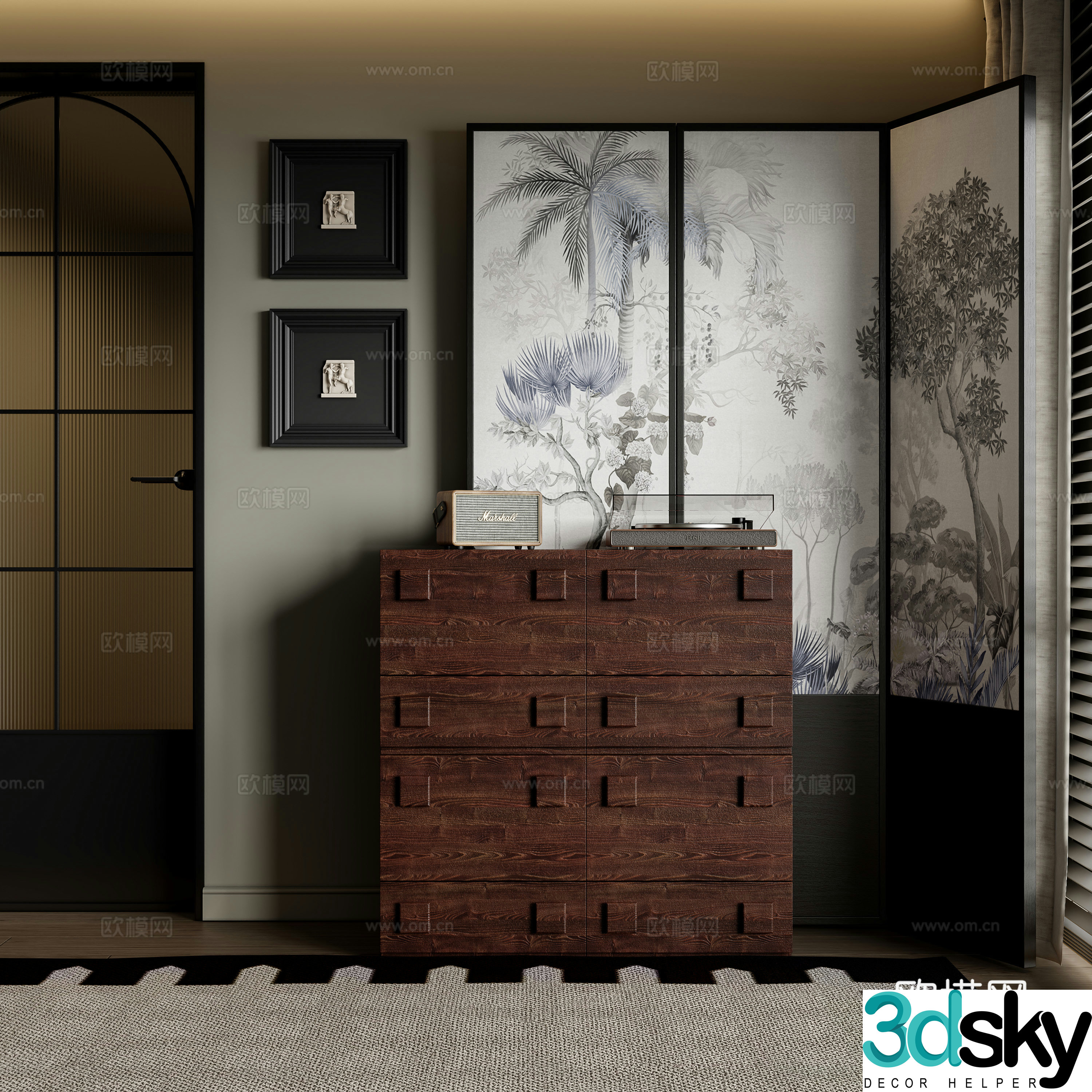 Medieval style entrance cabinet 3D model