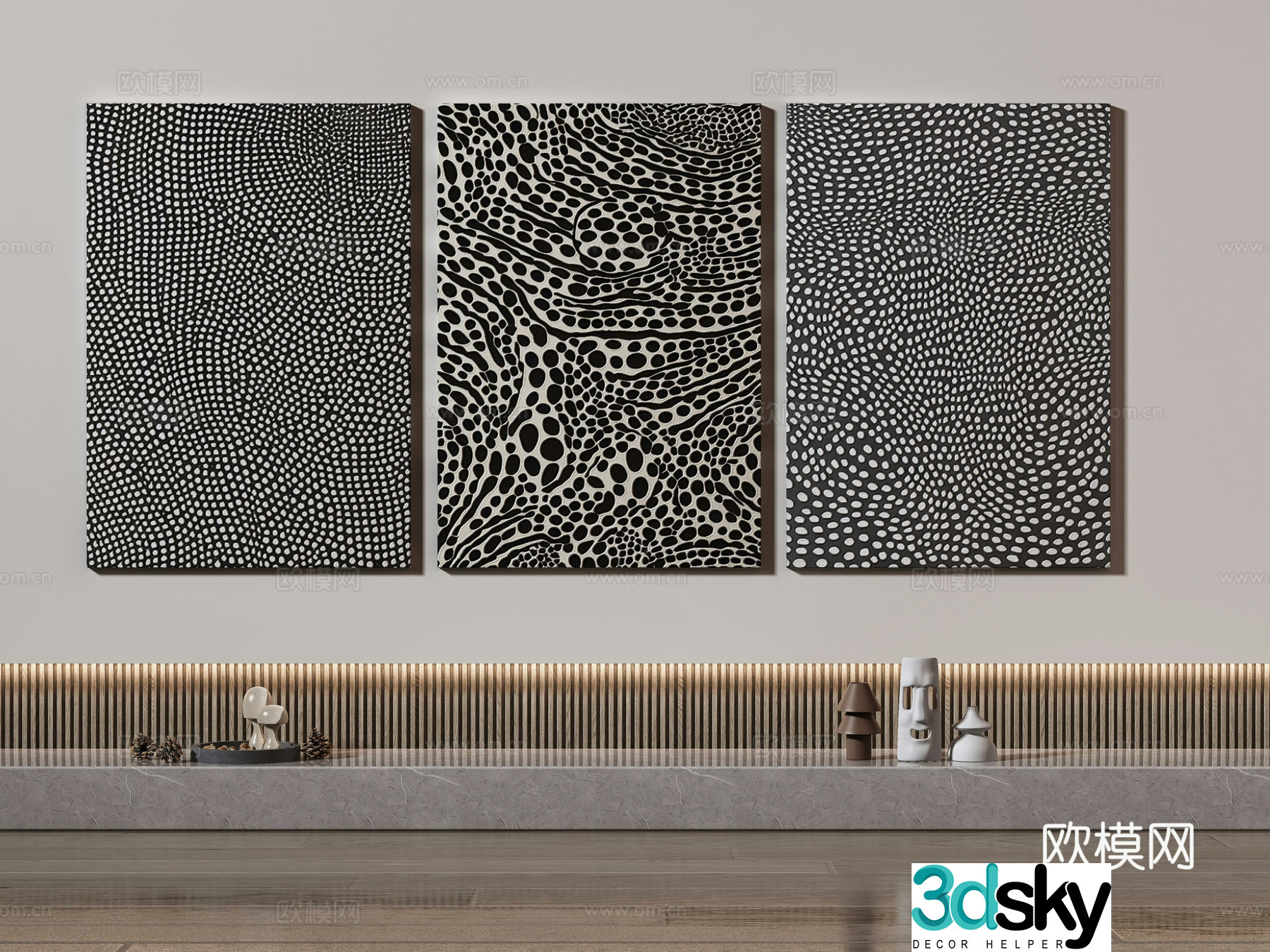 Modern texture painting decorative painting 3d model