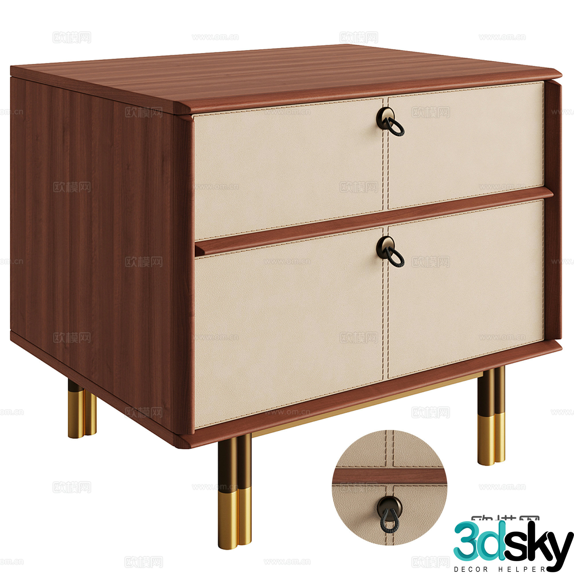 Medieval style bedside table 3d model