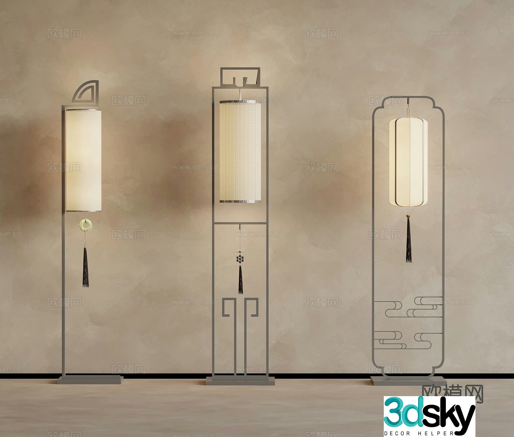 New Chinese style floor lamp 3d model