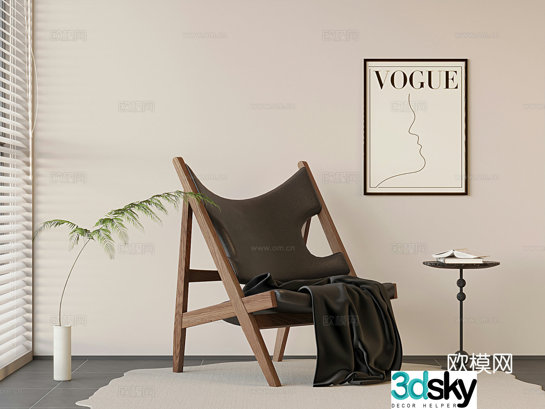 Wabi-sabi chair leisure chair 3d model