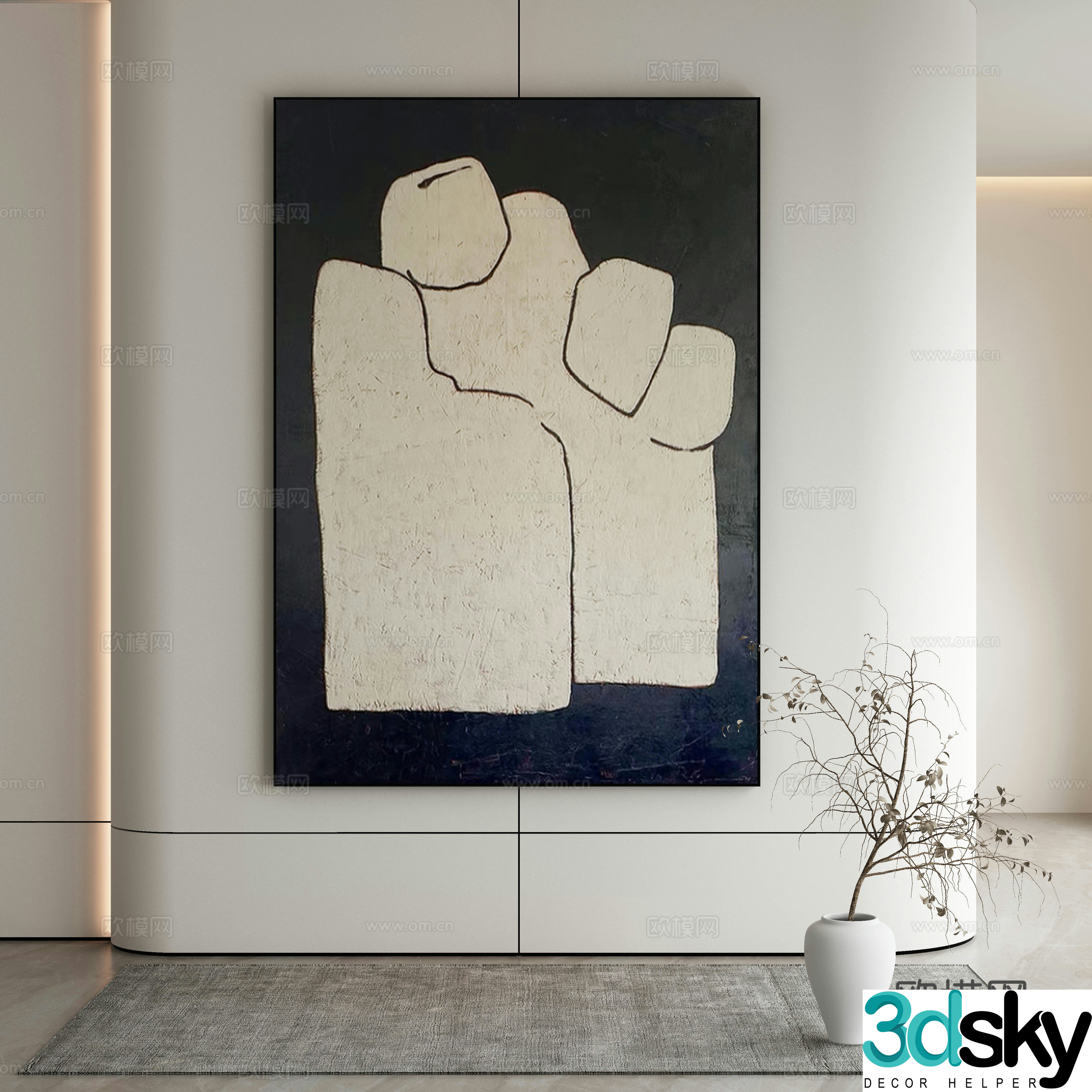Modern texture painting decorative painting 3d model