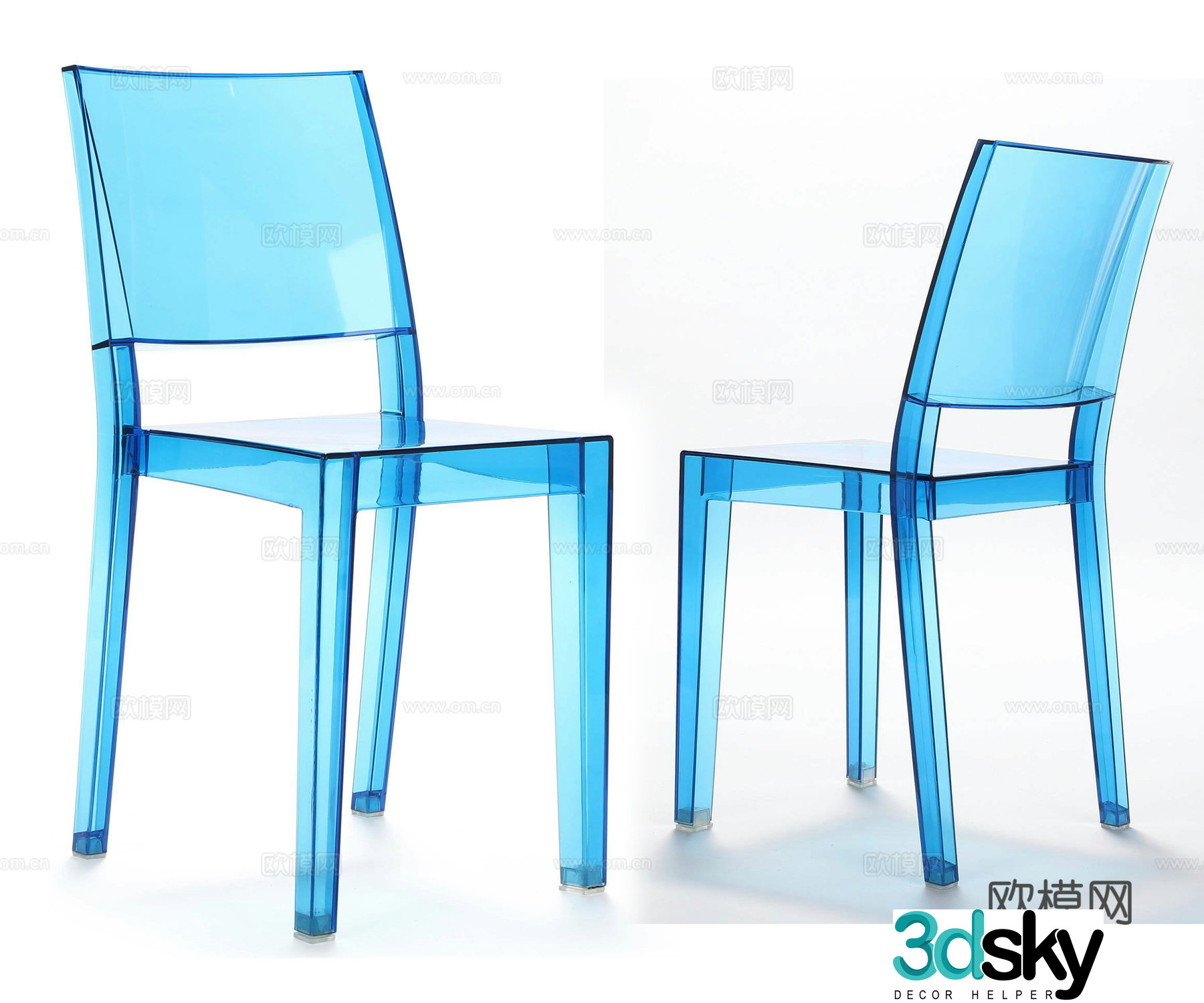 Modern acrylic side chair chair 3d model