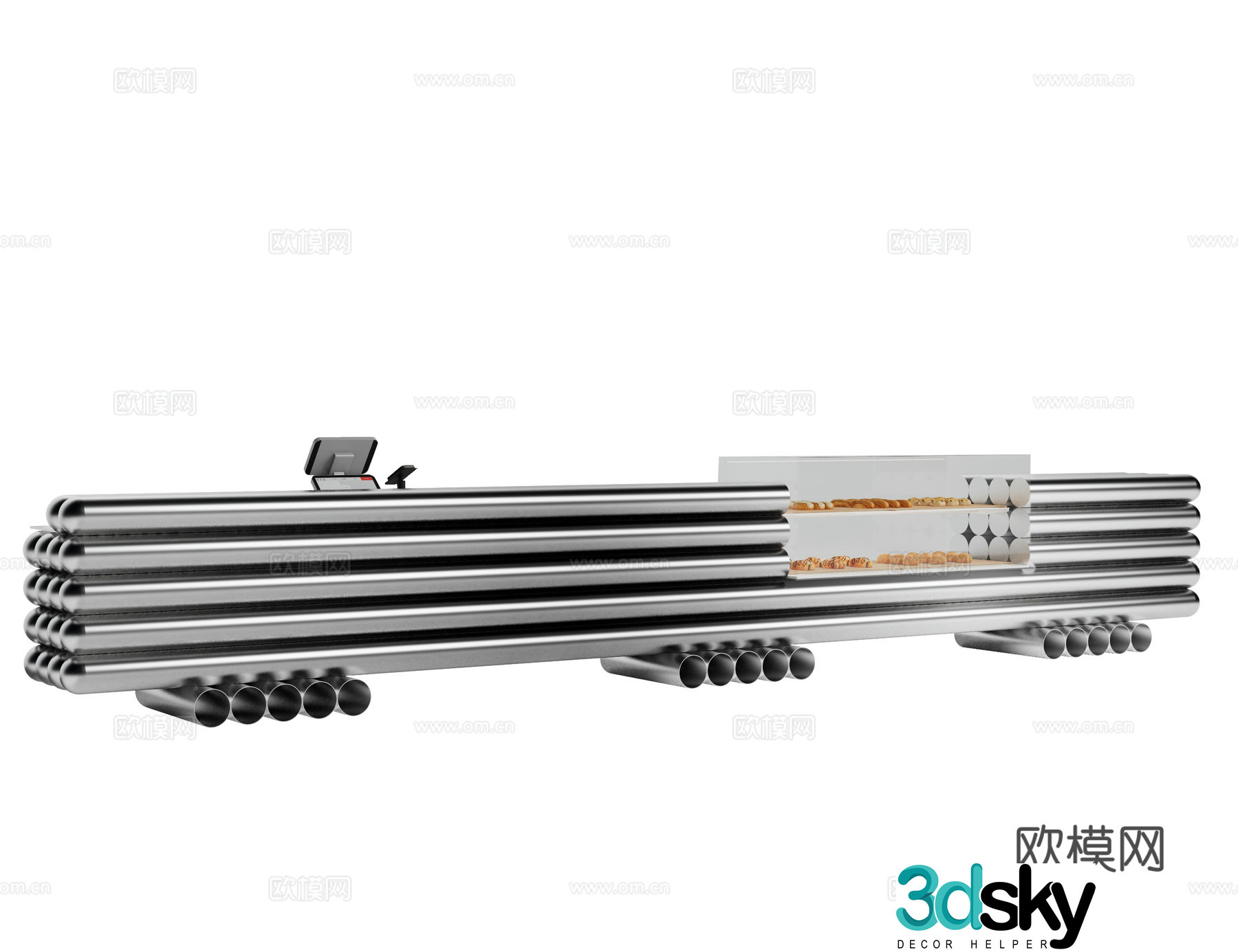 Modern cashier stainless steel cashier 3d model