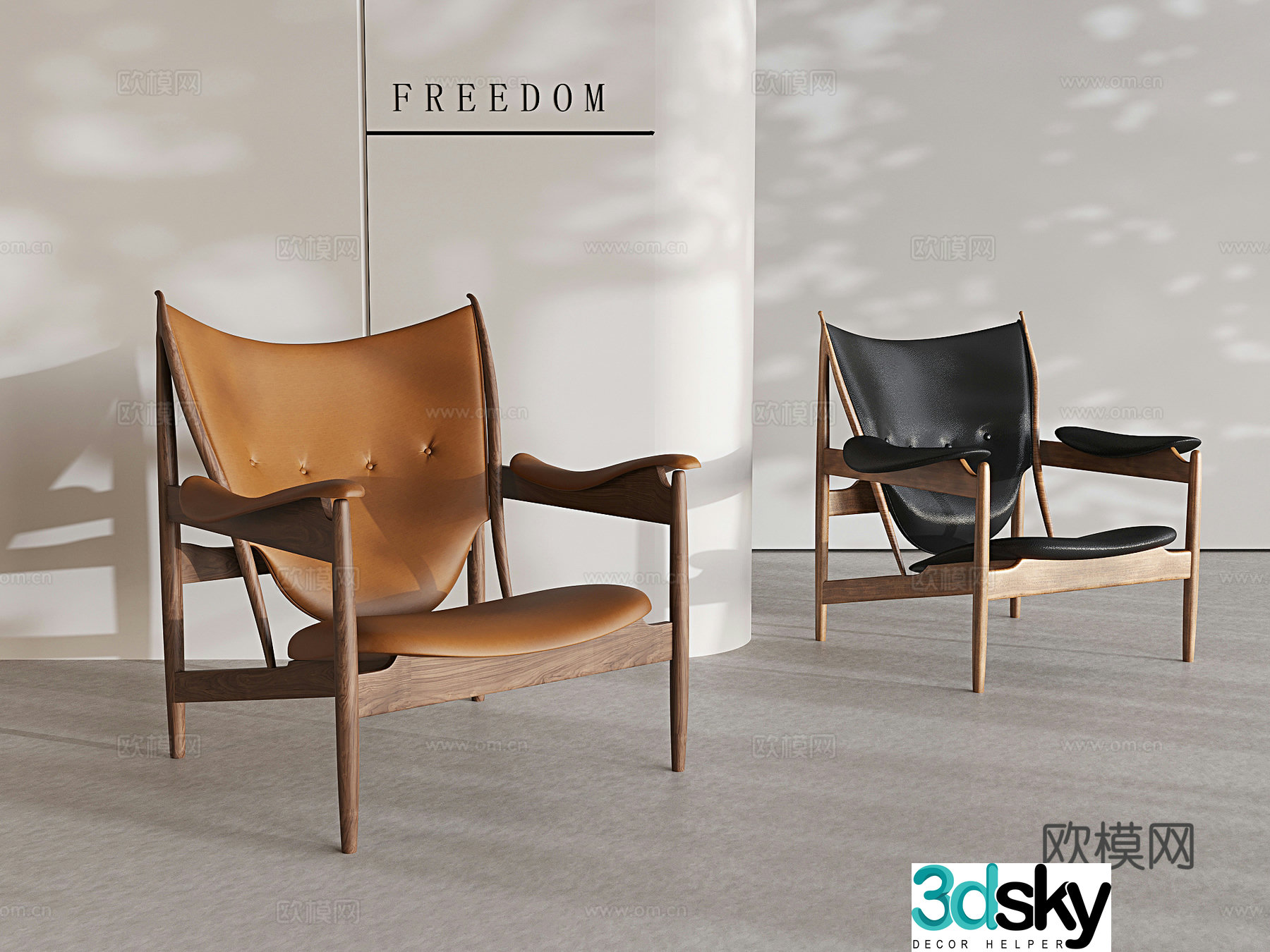Italian style chair leisure chair 3d model