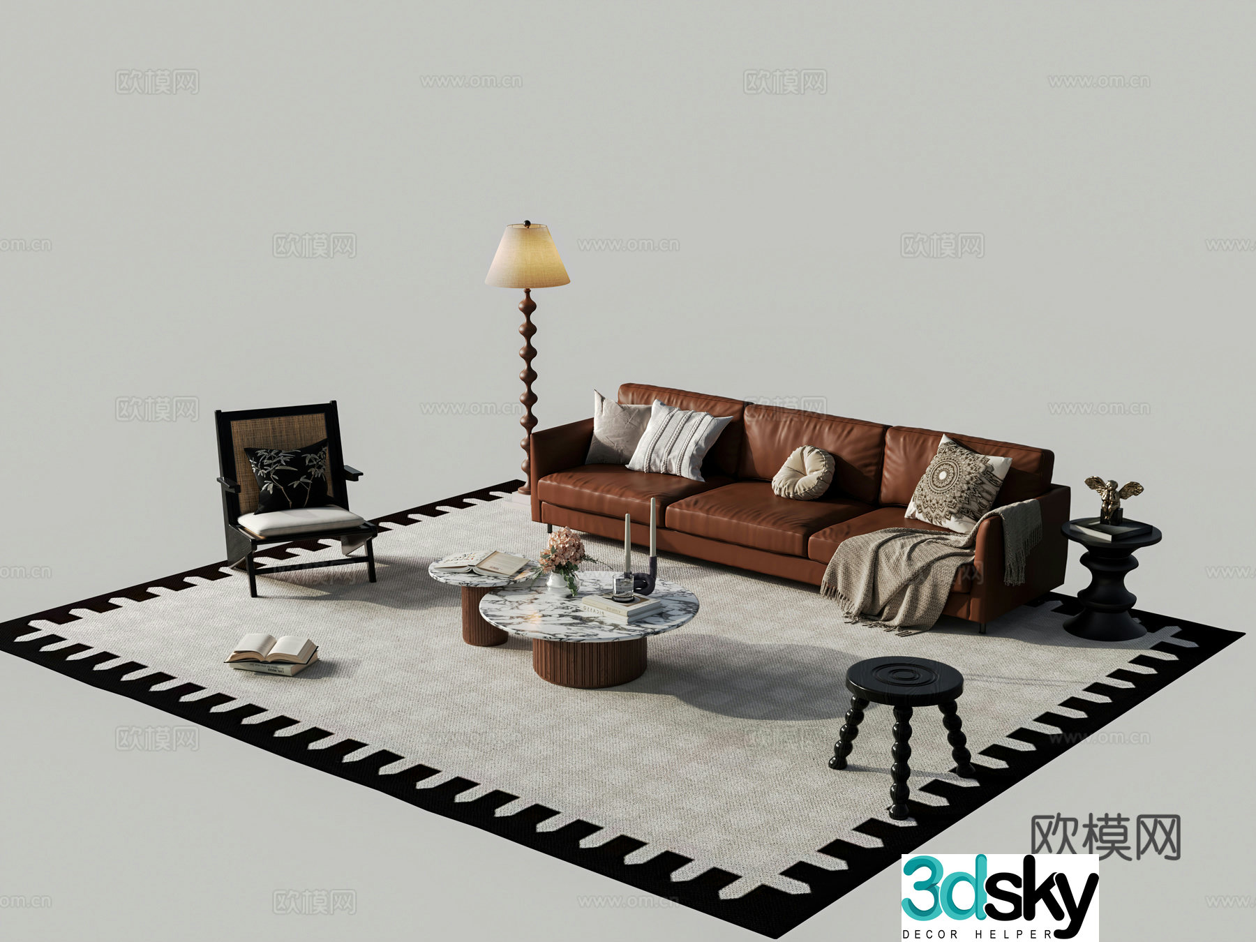 Medieval style modular sofa 3D model