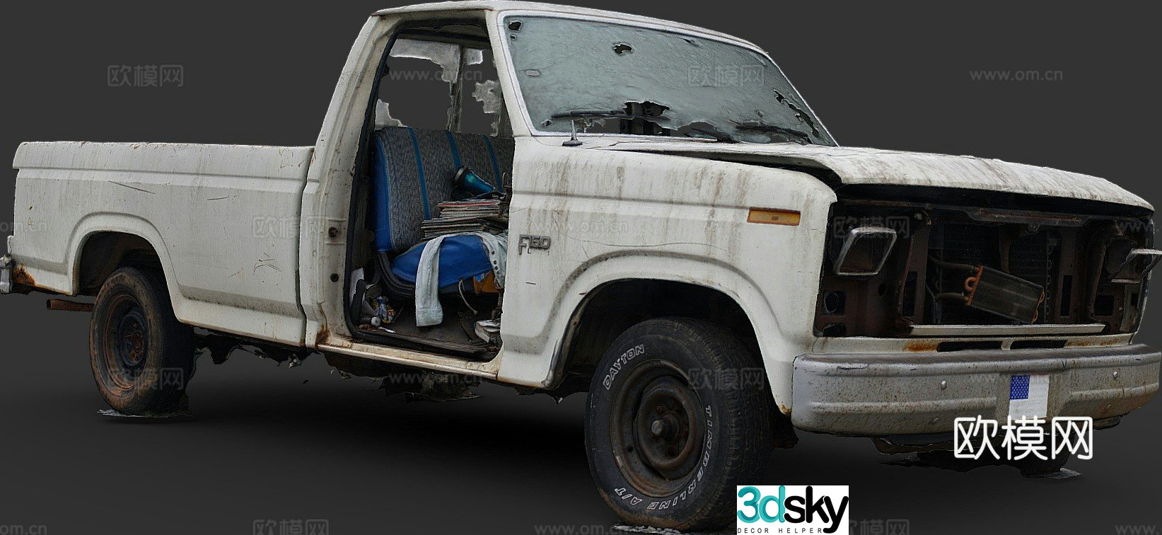 Abandoned car pickup 3d model