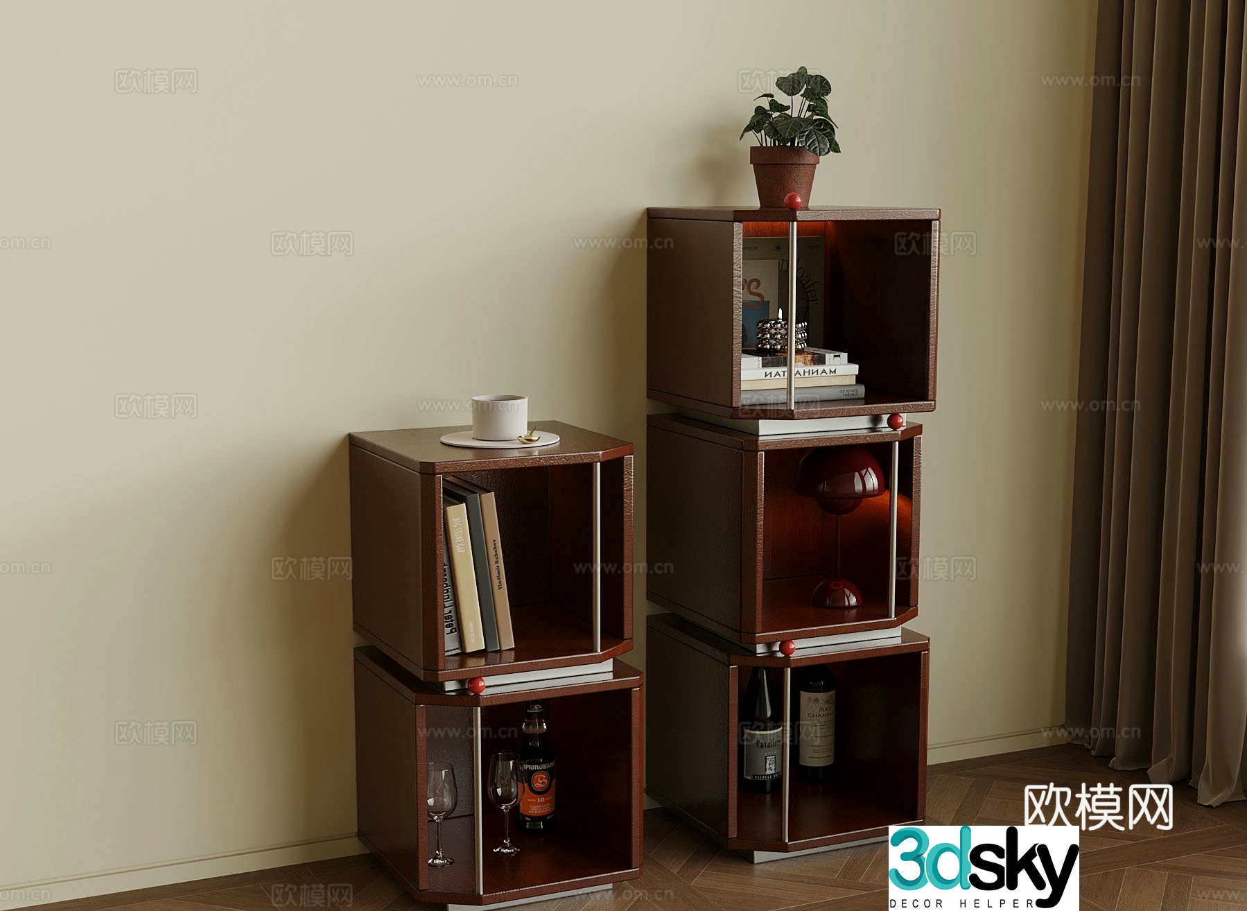 Medieval style entrance cabinet and side cabinet 3D model
