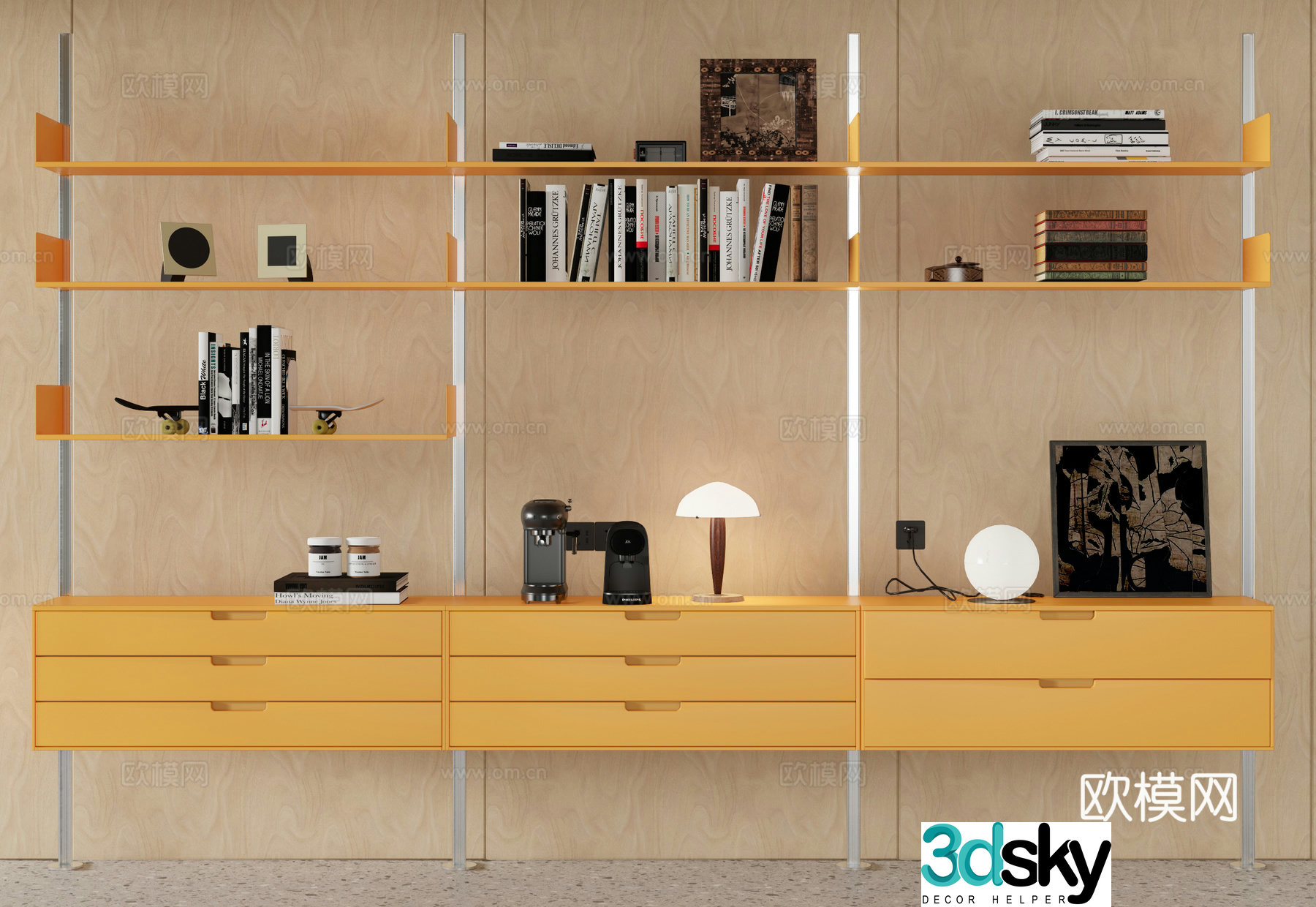 Modern bookcase open bookshelf 3d model