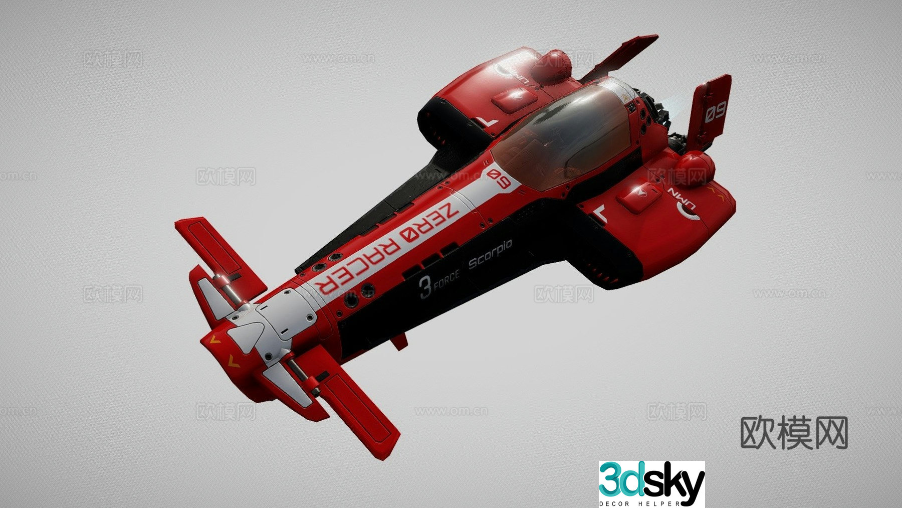 Race Zero F1 spaceship 3d model