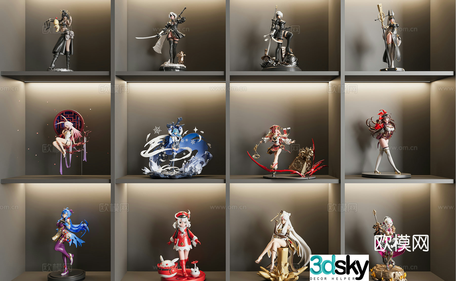 Animation trendy toys cartoon figures sculpture ornaments 3D model