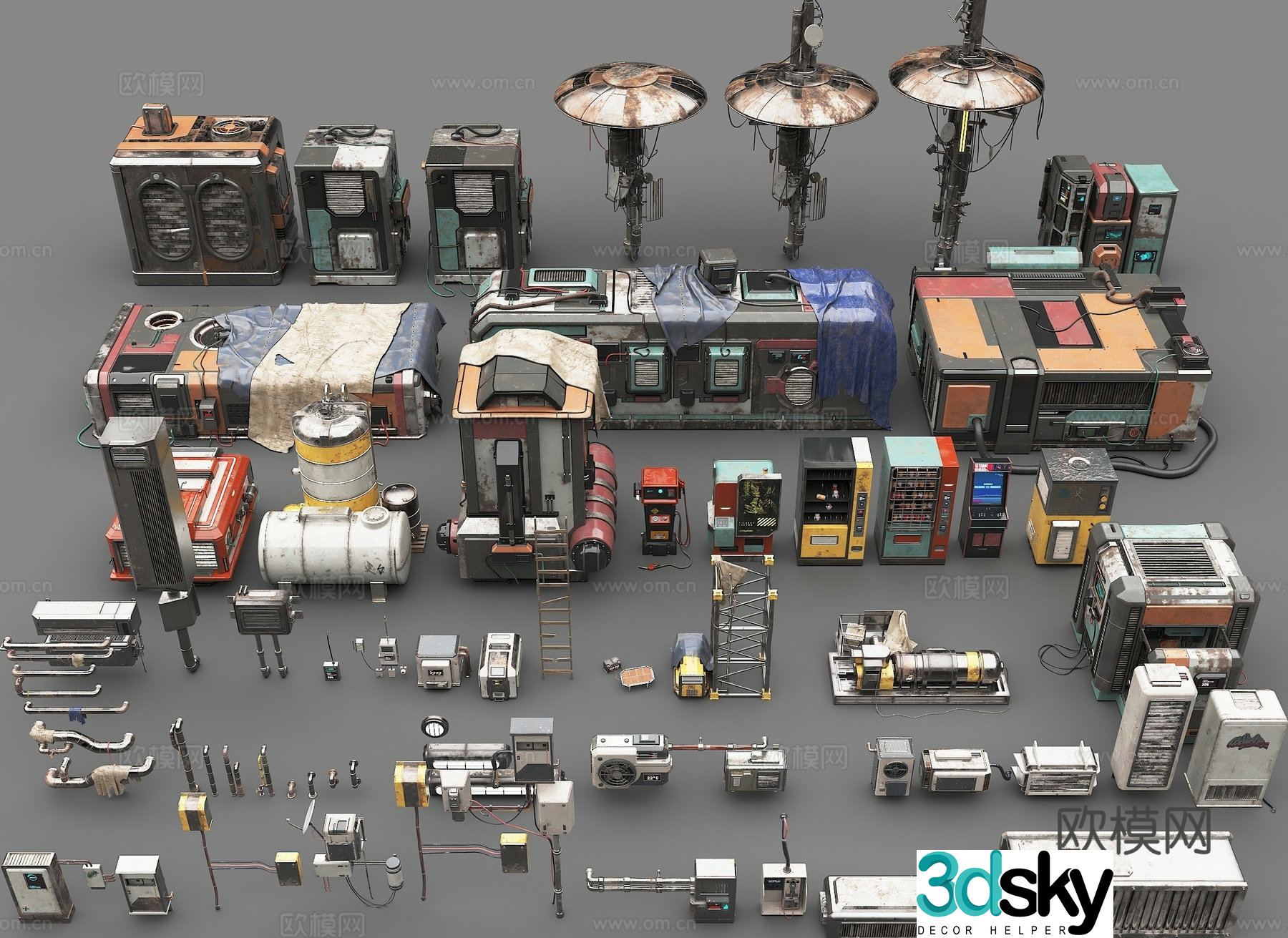 Punk sketch industrial LOFT sketch punk gas station punk vending machine 3D model