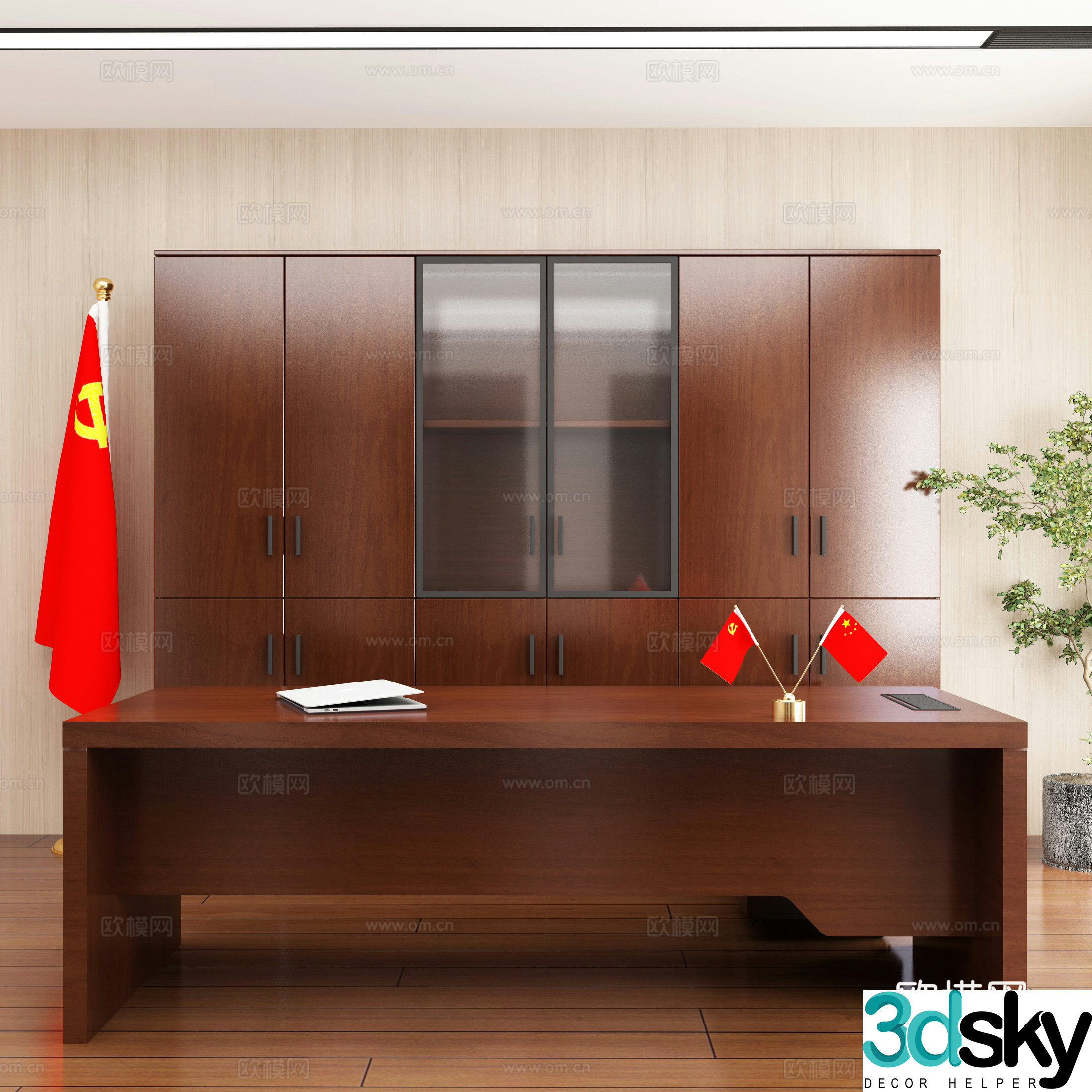 Modern desk desk boss desk office desk 3d model