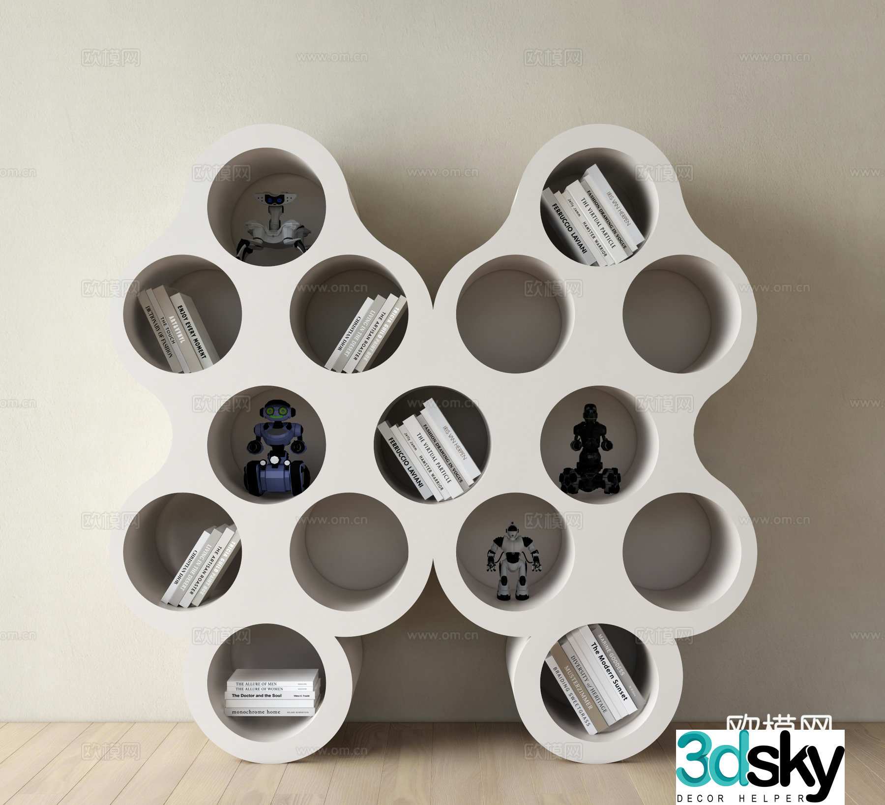 Modern bookcase round bookcase children’s bookcase 3d model